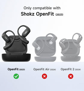SURITCH Shokz OpenFit case open with lid, demonstrating quick access and secure closure.