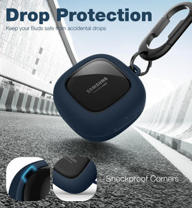 SURITCH slim side profile fitted on Galaxy Buds case for compact protection