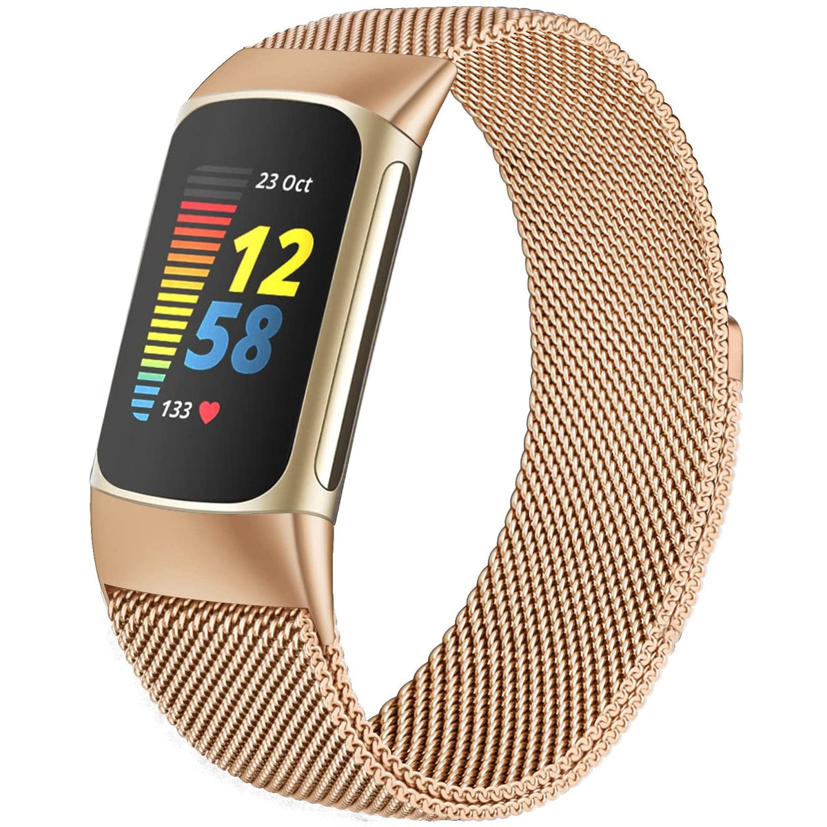 Surundo metal mesh loop Charge 6 band closeup shows a sleek adjustable strap for everyday wear.