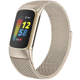 Surundo metal mesh loop for Fitbit Charge 6 band assembly, secure fit during workouts.