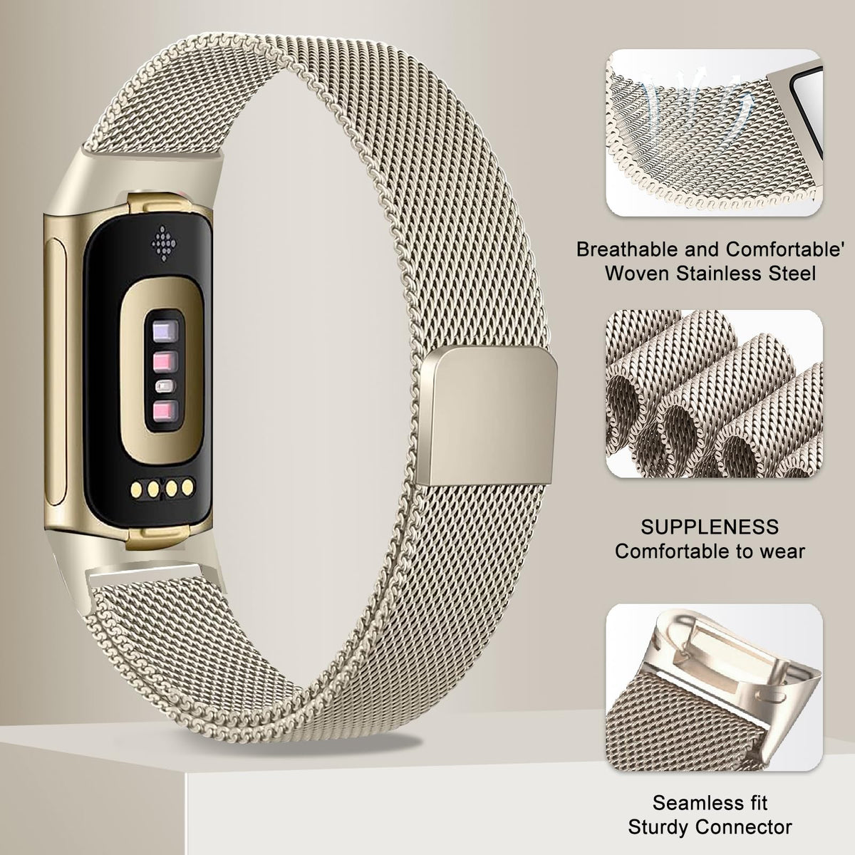 Surundo one-size-fitbit-charge-5-6-band range fits most wrists with precise hole adjustments.