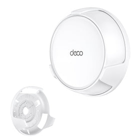 SurvAdv wall mount for Deco WiFi 7 white close-up shows secure fit and hidden cables.