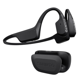 SUUNTO Aqua open-ear swimming headphones front view highlights lightweight water-ready design.
