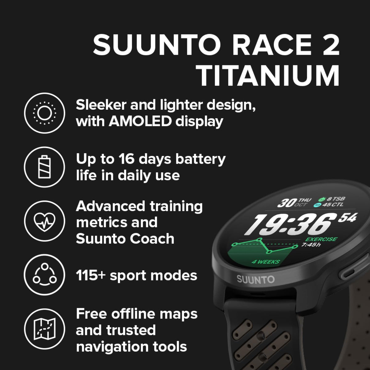 SUUNTO Race 2 dual GNSS view for precise routes on trails