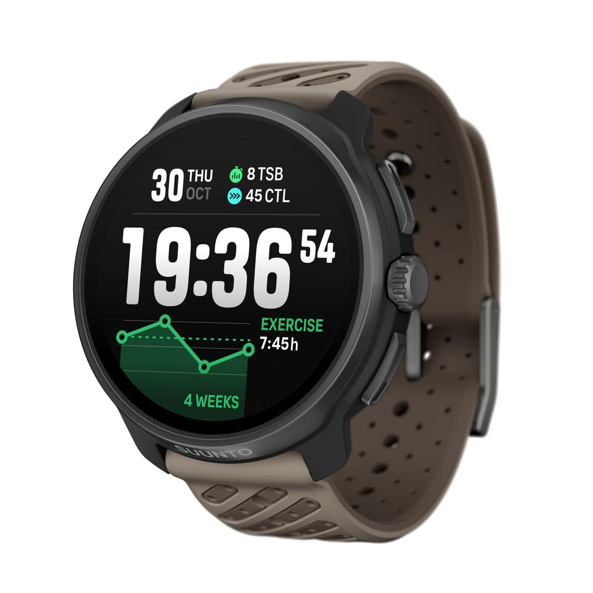 SUUNTO Race 2 front view shows a slim, lightweight design for daily wear