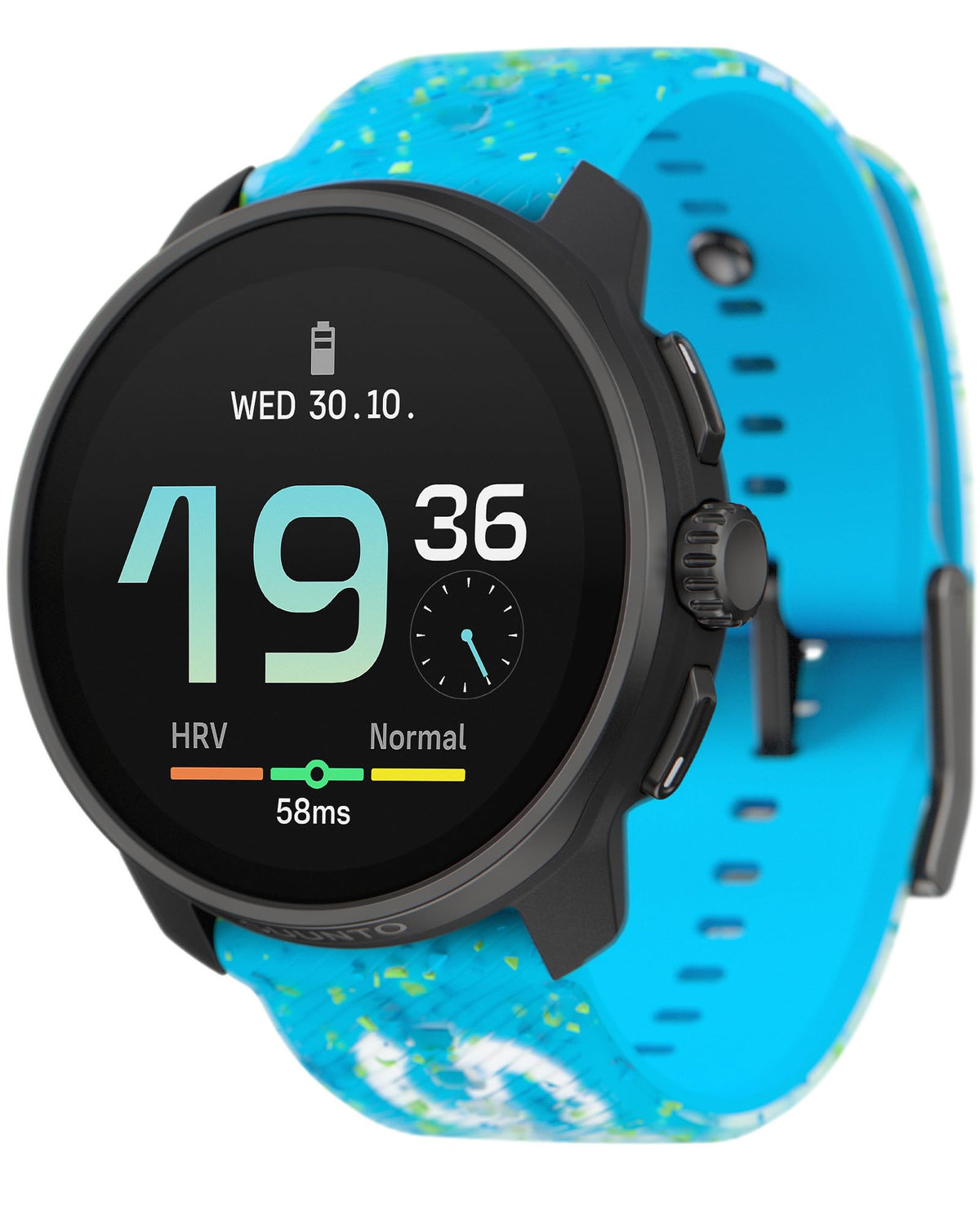SUUNTO Race S front view in Power Blue for everyday wear and training.