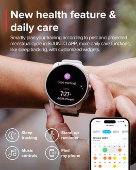 SUUNTO Race S health tracking displaying sleep and daily activity data.