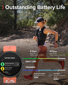 SUUNTO Race S on-wrist during run highlighting lightweight comfort.