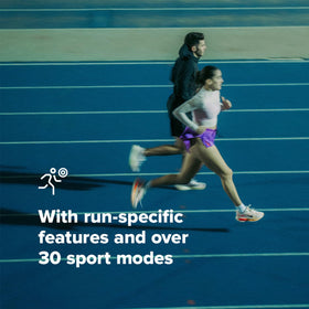 SUUNTO Run battery-life graphic highlights long use and GPS endurance