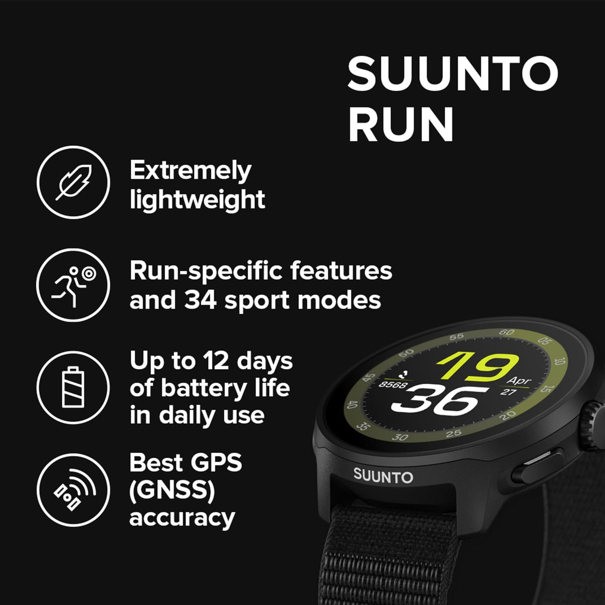 SUUNTO Run crown button enables quick navigation during workouts