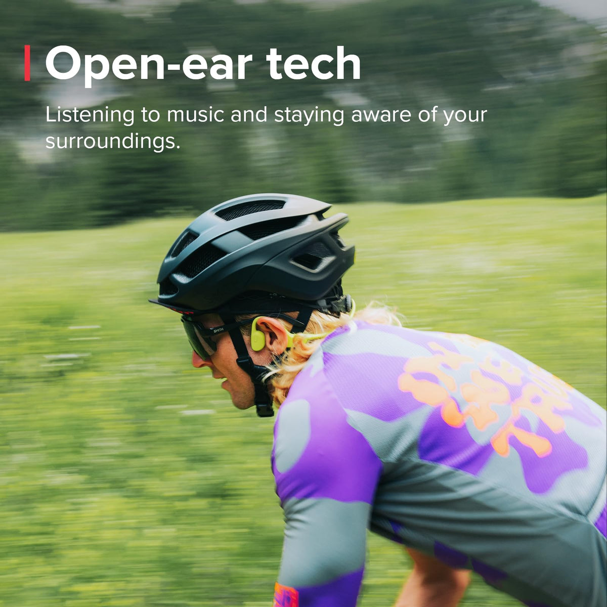SUUNTO Sonic bone-conduction technology silhouette showing ears remain open during activity