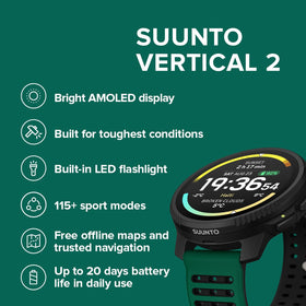 SUUNTO Vertical 2 with bright 1.5 inch AMOLED display shown clearly