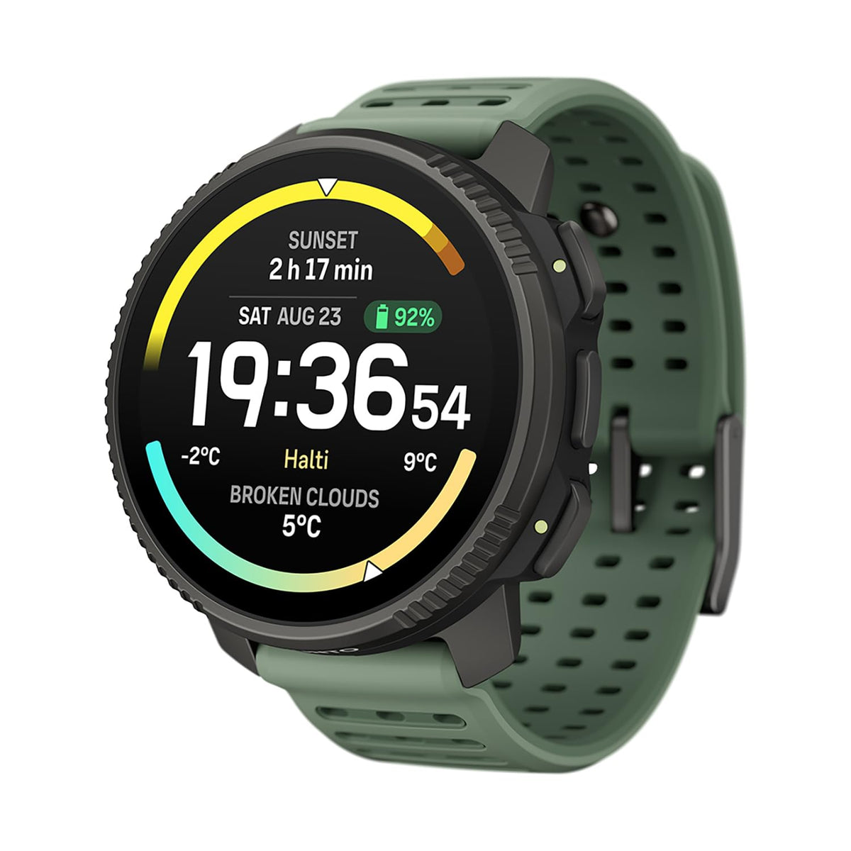SUUNTO Vertical 2 amoled display offers bright readability for trail use.