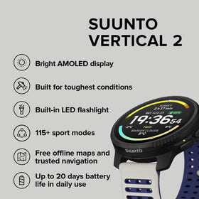 SUUNTO Vertical 2 AMOLED screen provides bright, readable visuals