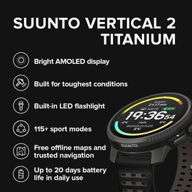 SUUNTO Vertical 2 dual‑GNSS tracking supports precise navigation off-grid