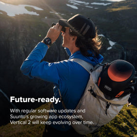 SUUNTO Vertical 2 Sage Titanium case blends rugged durability with style.