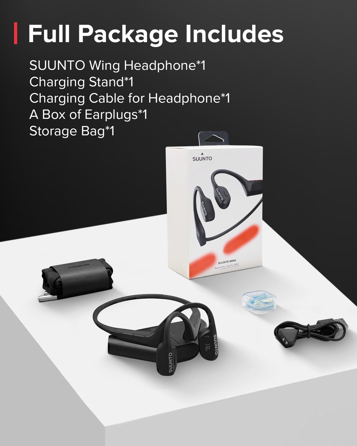 SUUNTO Wing packaging beside phone showing app-controlled lights and pairing