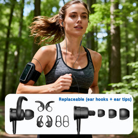 Suyuzrey wired headphones in sports mode for secure workout fit.