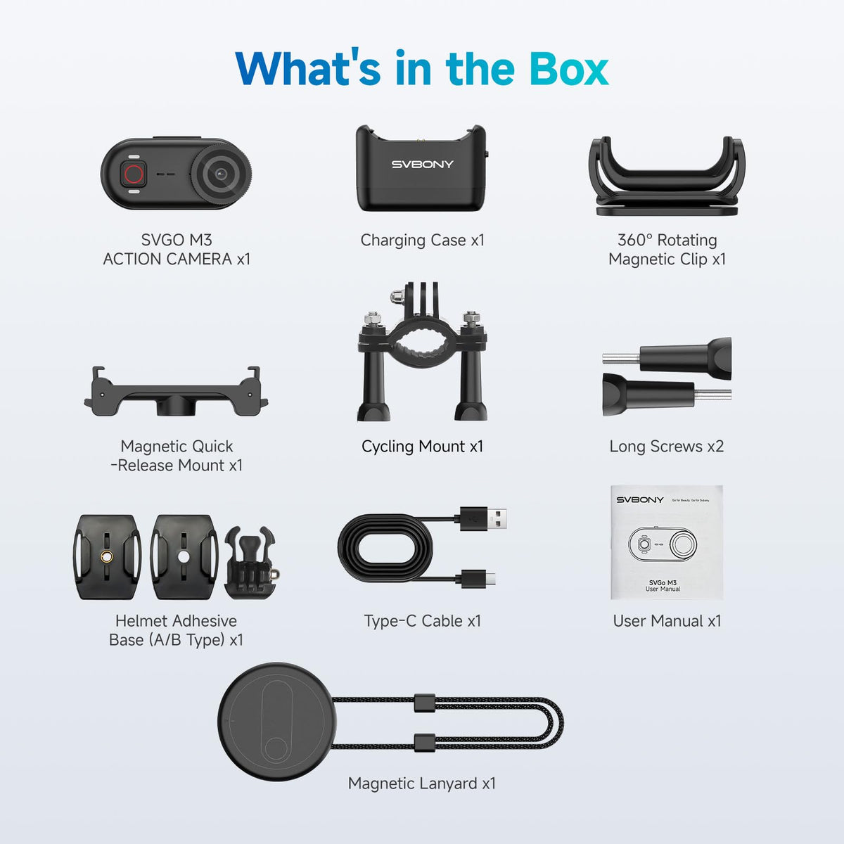 SVBONY M3 ultra-lightweight 43g design keeps recording comfortable all day.