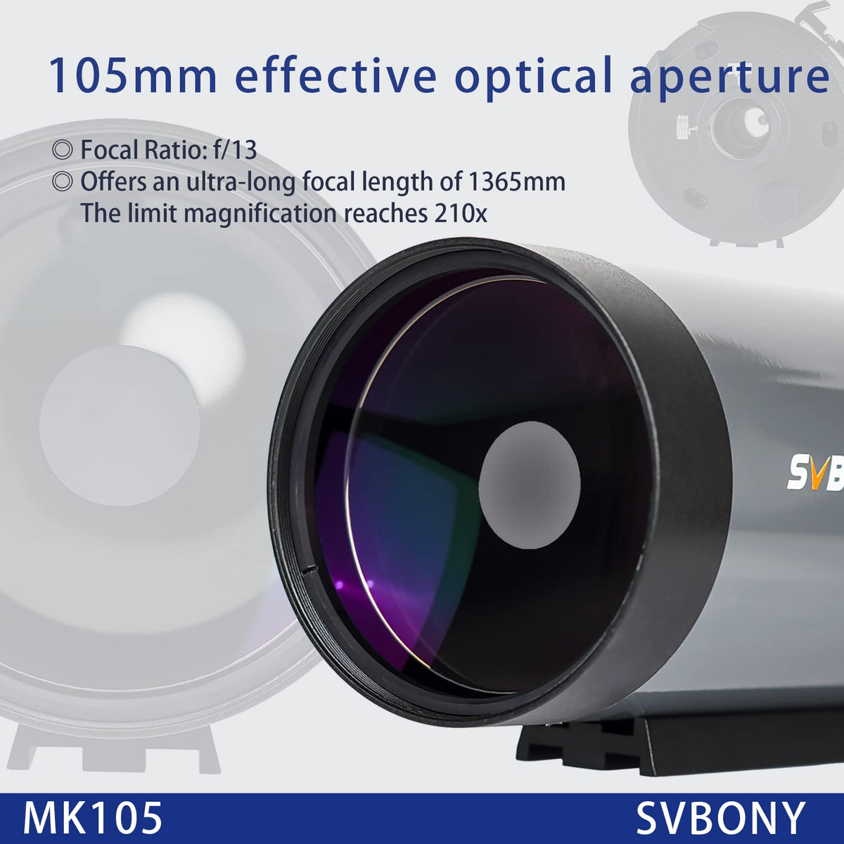 SVBONY MK105 side view highlighting the telescope’s form and balance.