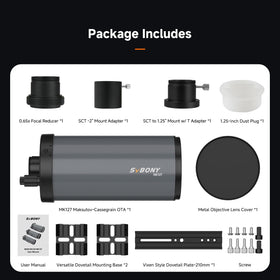 SVBONY MK127 supports 2in and 1.25in eyepieces for versatile observing.