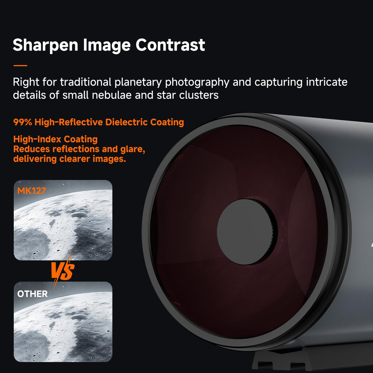 SVBONY MK127 0.65x flat-field reducer sharpens edges across the field.