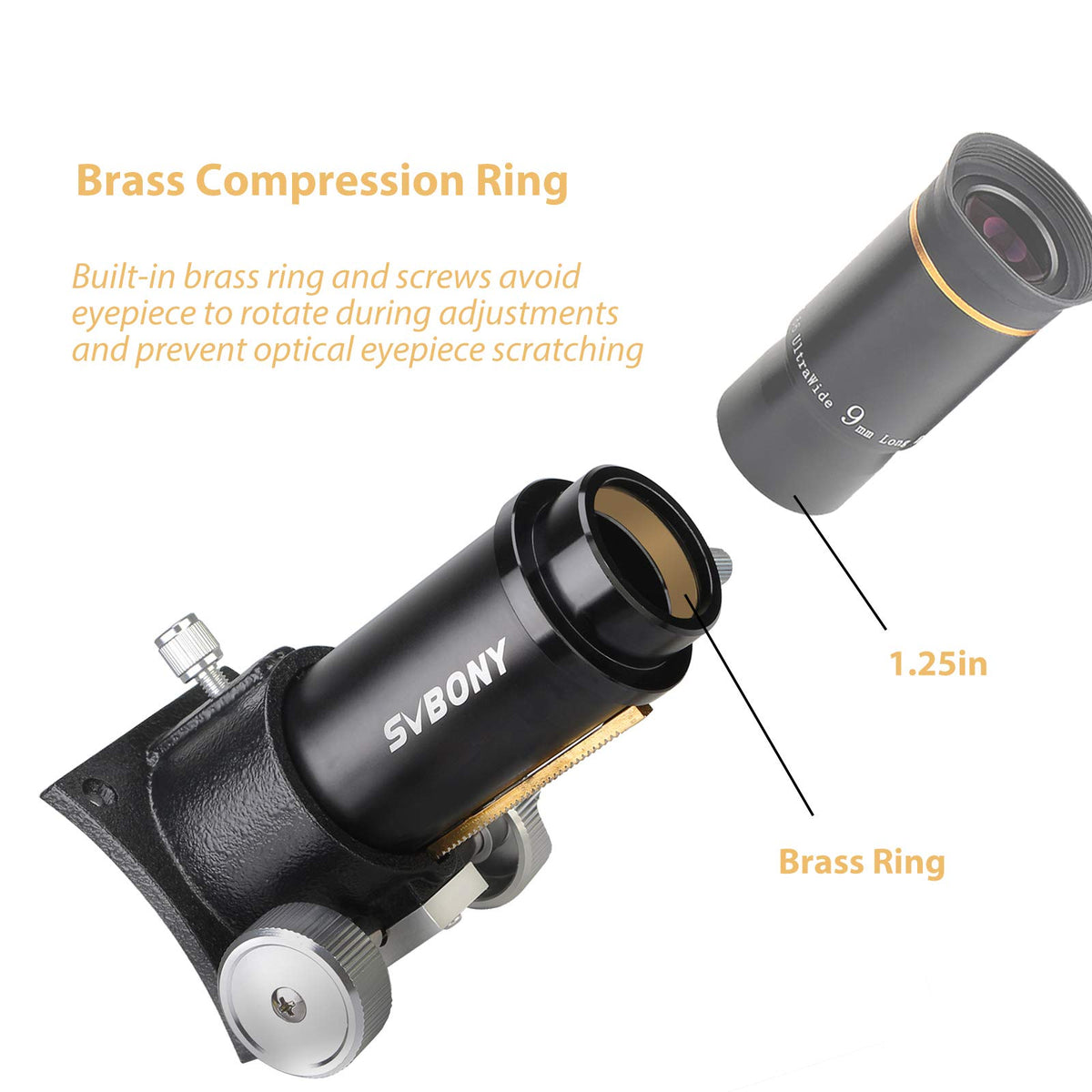 SVBONY dust cover attached to focuser protecting optics from dust and wear