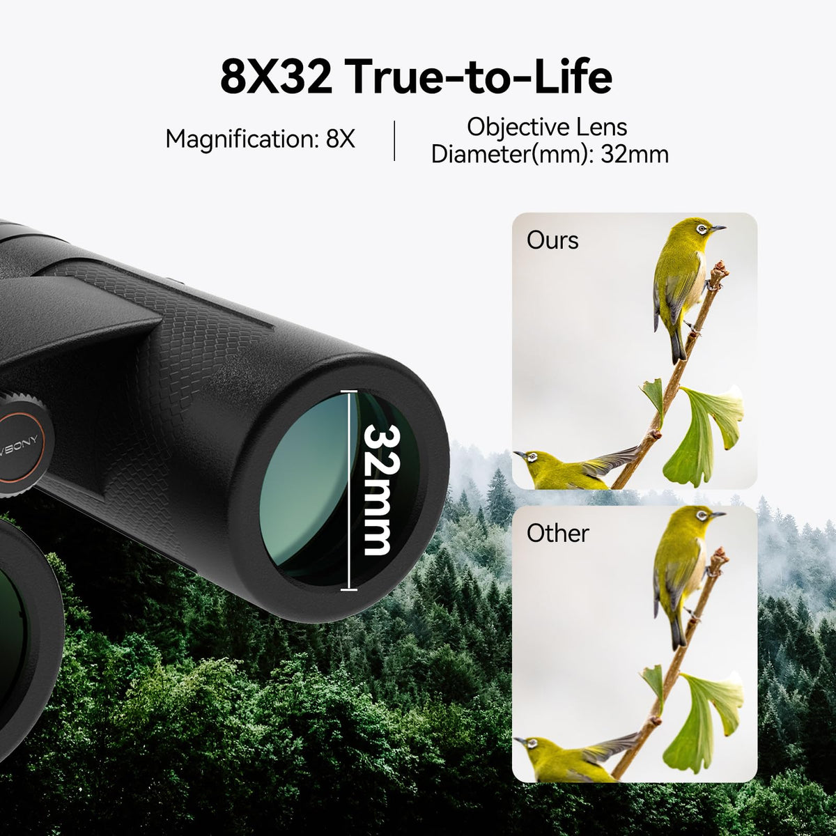 SVBONY SV202 ED lenses close-up highlighting sharp color and edge-to-edge clarity.