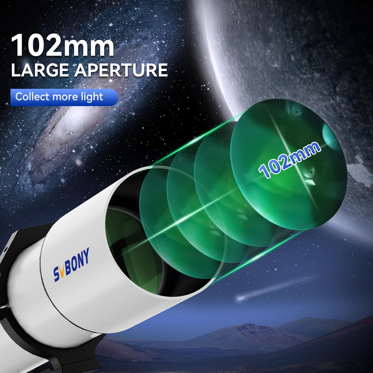 SVBONY SV48P assembly side view shows easy setup for stargazing sessions.