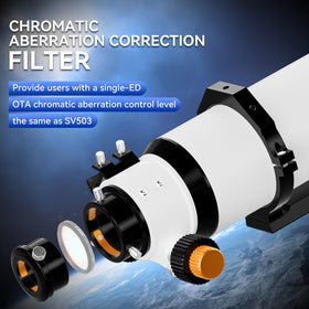 SVBONY SV48P dual-speed focuser close-up highlights precise focusing for sharp images.