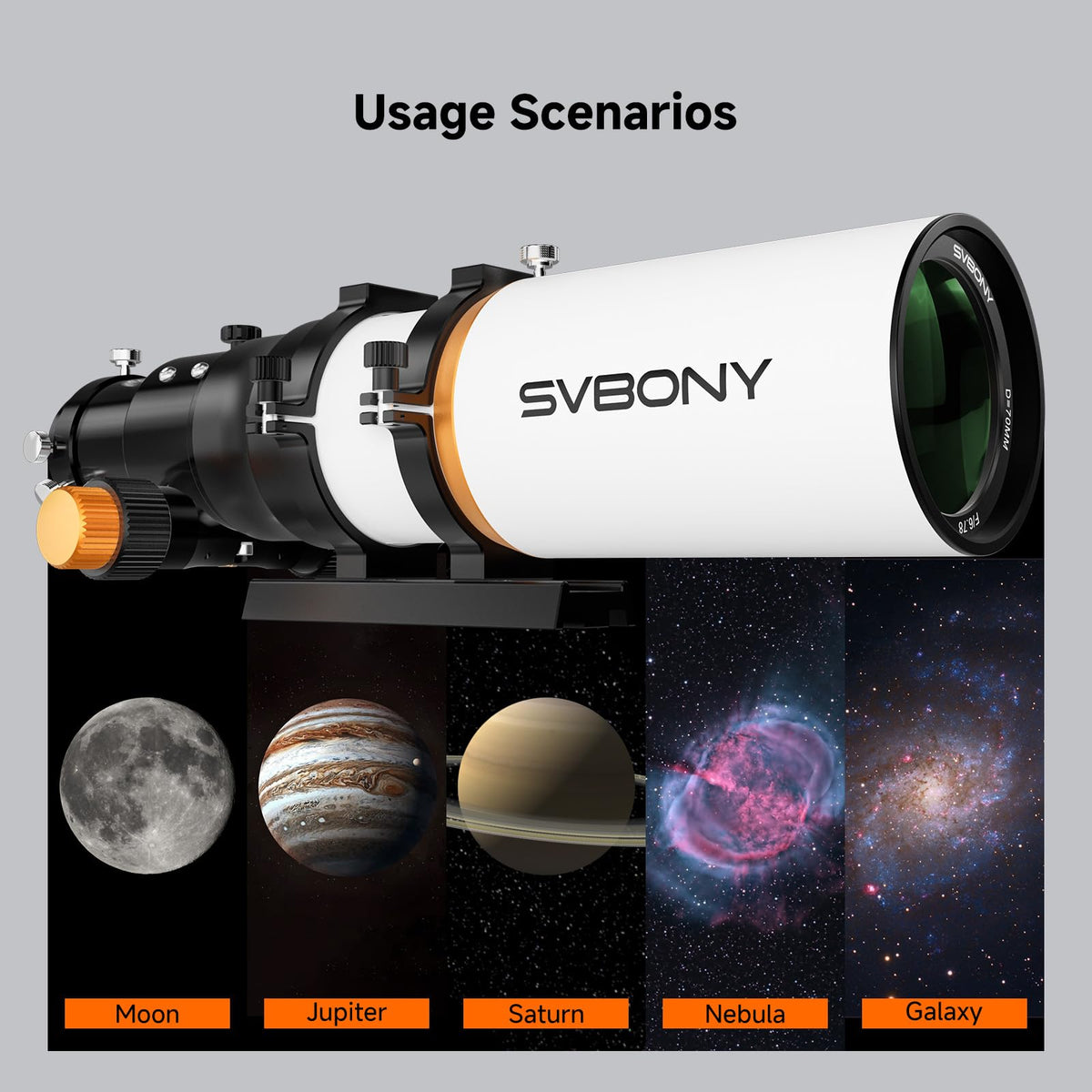 SVBONY SV503 70mm aperture yields bright, crisp views of galaxies and nebulae