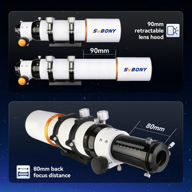 SVBONY SV503 80mm aperture enables brighter celestial observations.