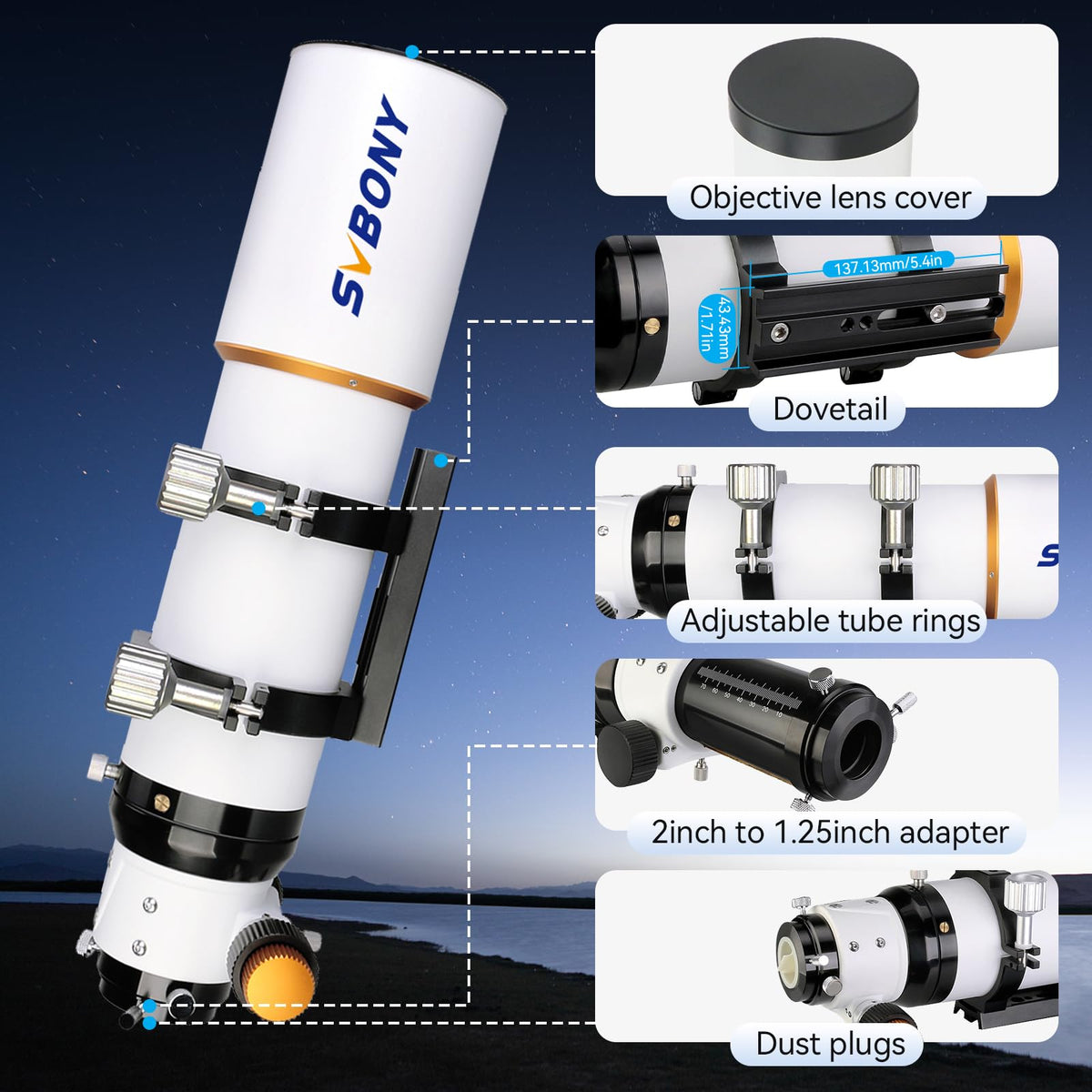 SVBONY SV503 compatible with reducer and camera for imaging.