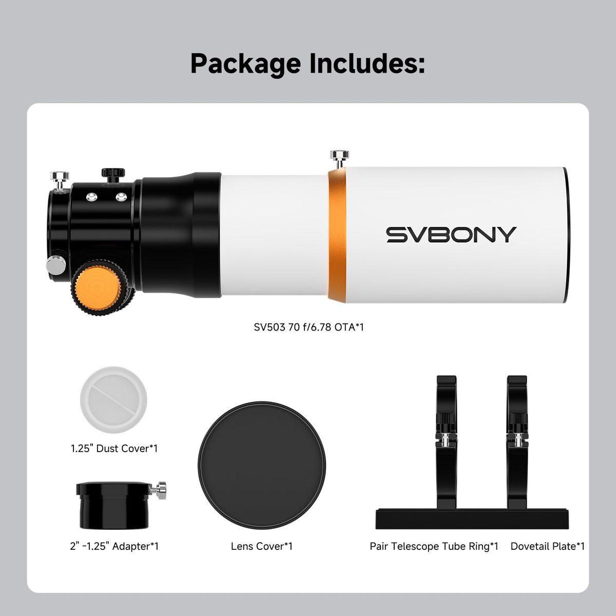 SVBONY SV503 includes 2-inch to 1.25-inch adapter for versatile eyepieces