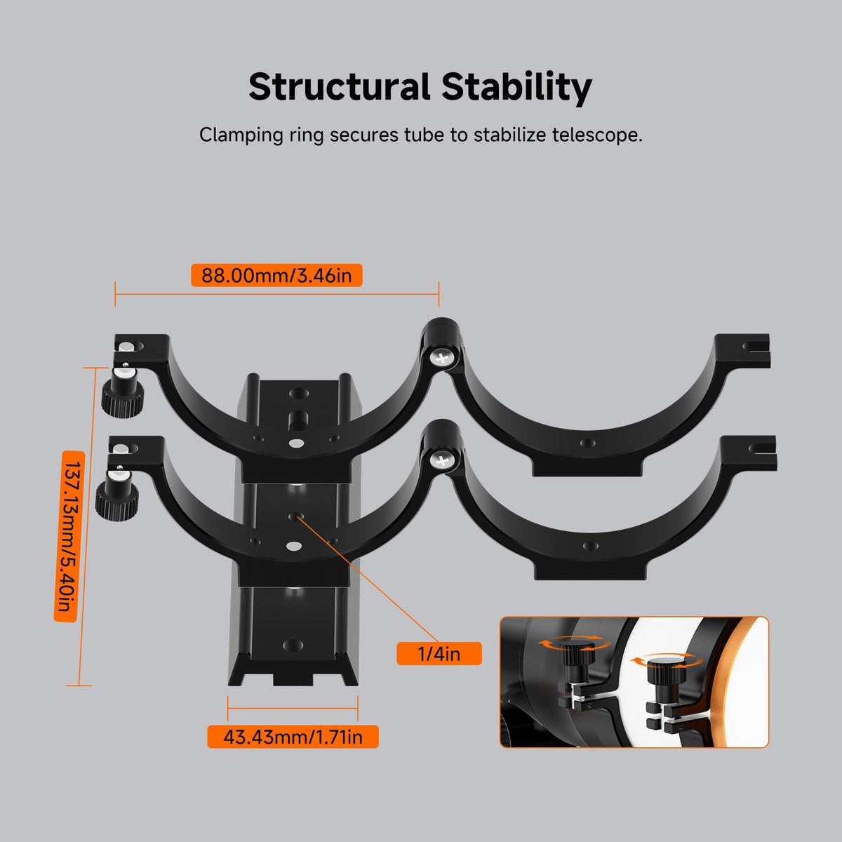 SVBONY SV503 stable mount clamp reduces vibration during use