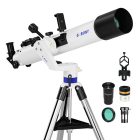 SVBONY SV520 front view highlighting the durable telescope body for steady stargazing.