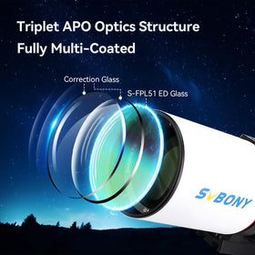 SVBONY SV550 air-spaced triple design yields bright, high-contrast images.