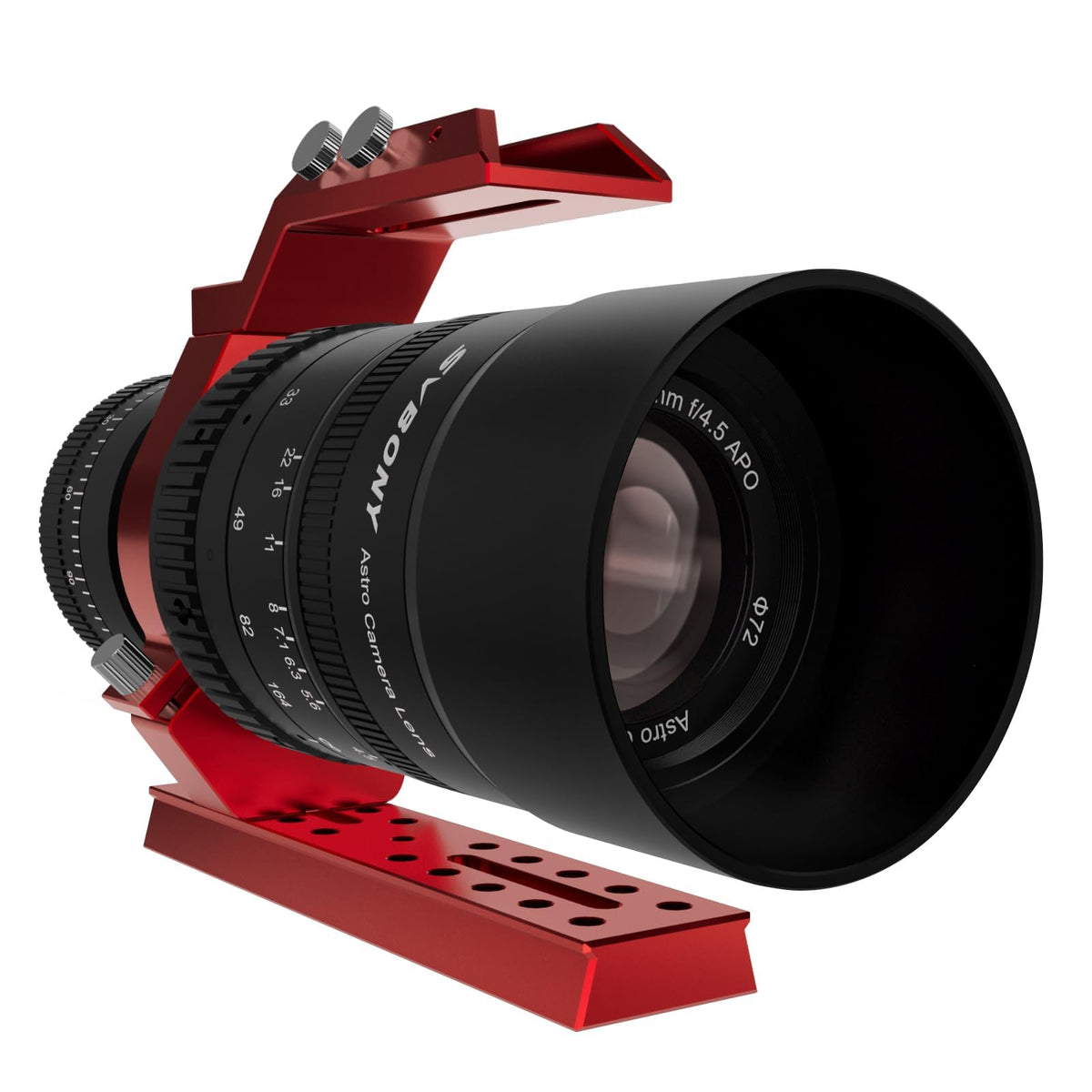 SVBONY SV555 front view shows a compact telescope ready for field astrophotography.