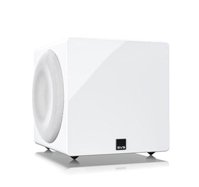 SVS 3000 Micro R Evolution gloss white front view, compact design enhances home theater setup