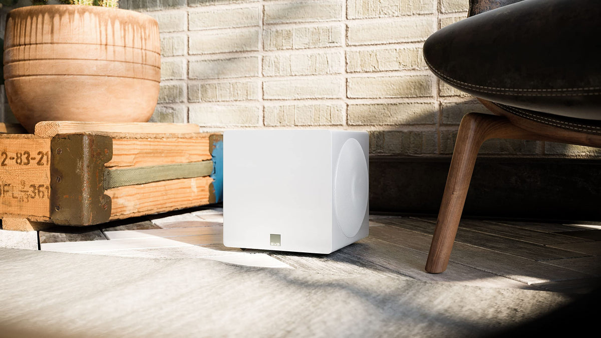 SVS 3000 Micro subwoofer app control enables easy DSP tuning from the sofa.