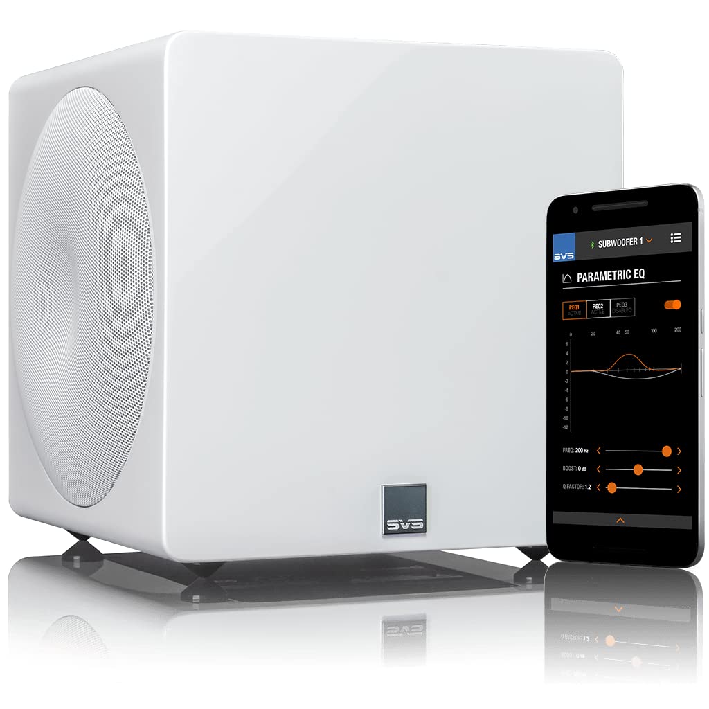 SVS 3000 Micro subwoofer side profile shows compact footprint for flexible placement.