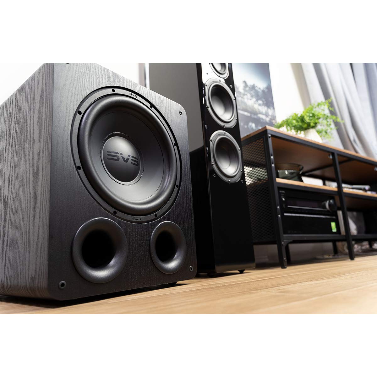 SVS PB-1000 Pro powered by Sledge STA-325D amplifier delivering high-current control.