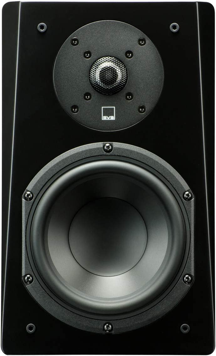 SVS Prime Bookshelf woofer detail, 6.5-inch unit delivering precise midrange and bass