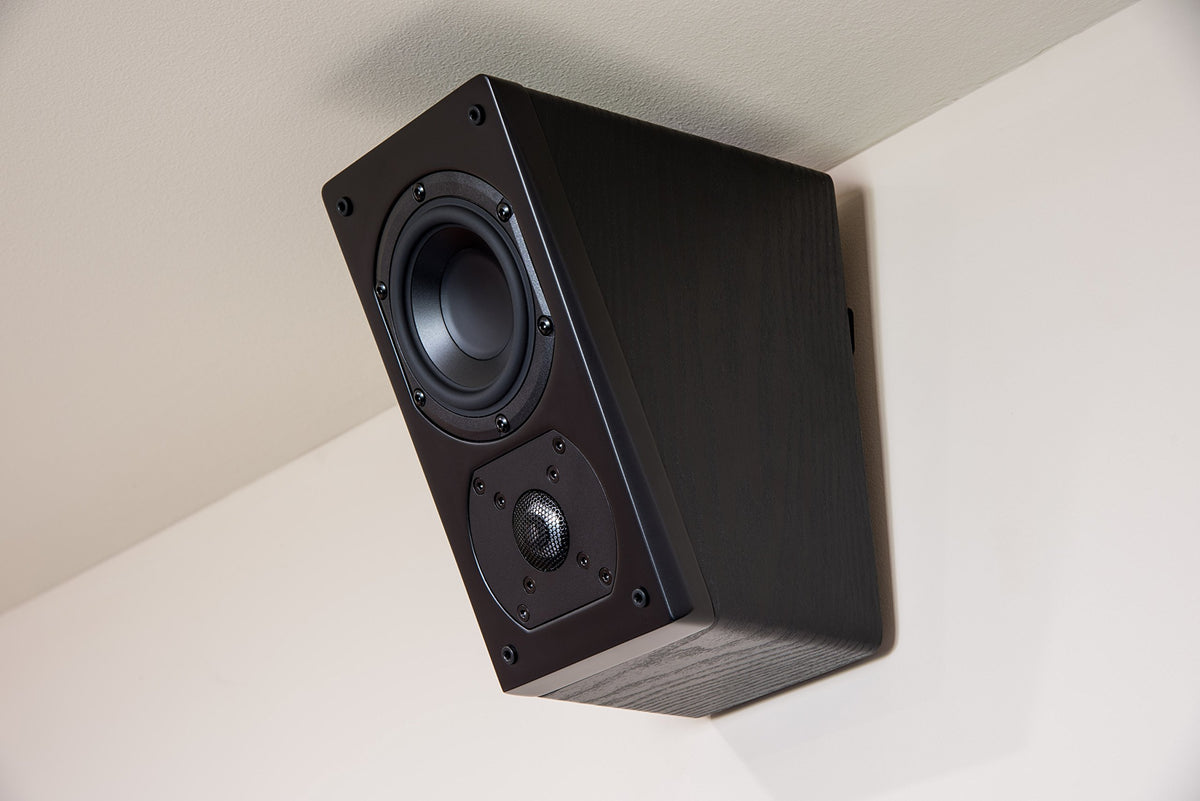 SVS Prime Elevation cabinet detail showing inert enclosure reduces resonance.