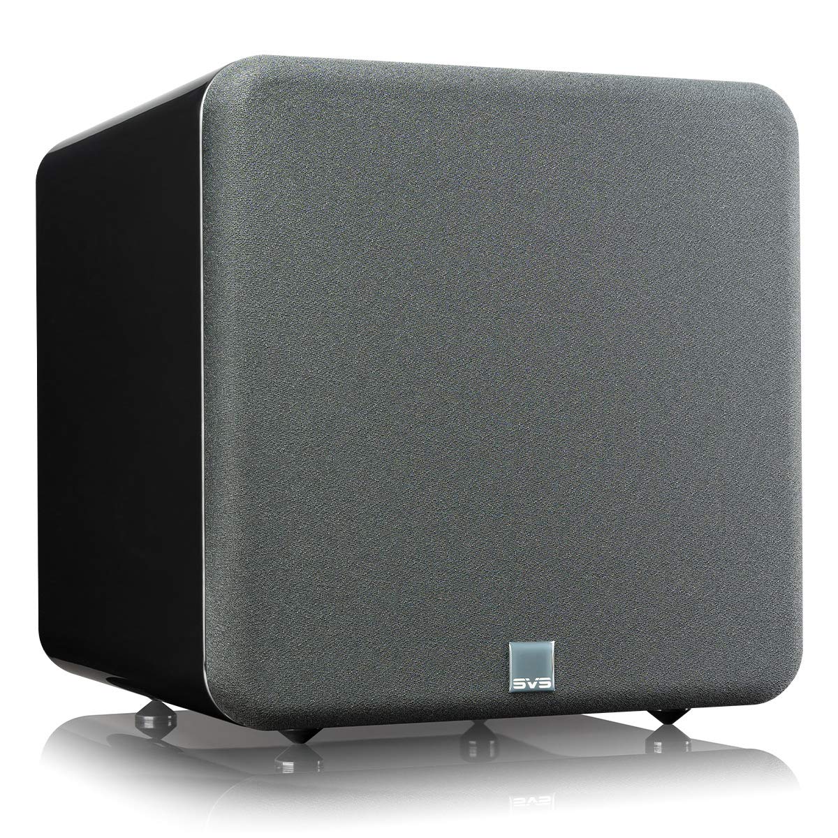 SVS SB-1000 Pro front view showing piano gloss black sealed cabinet and compact footprint.