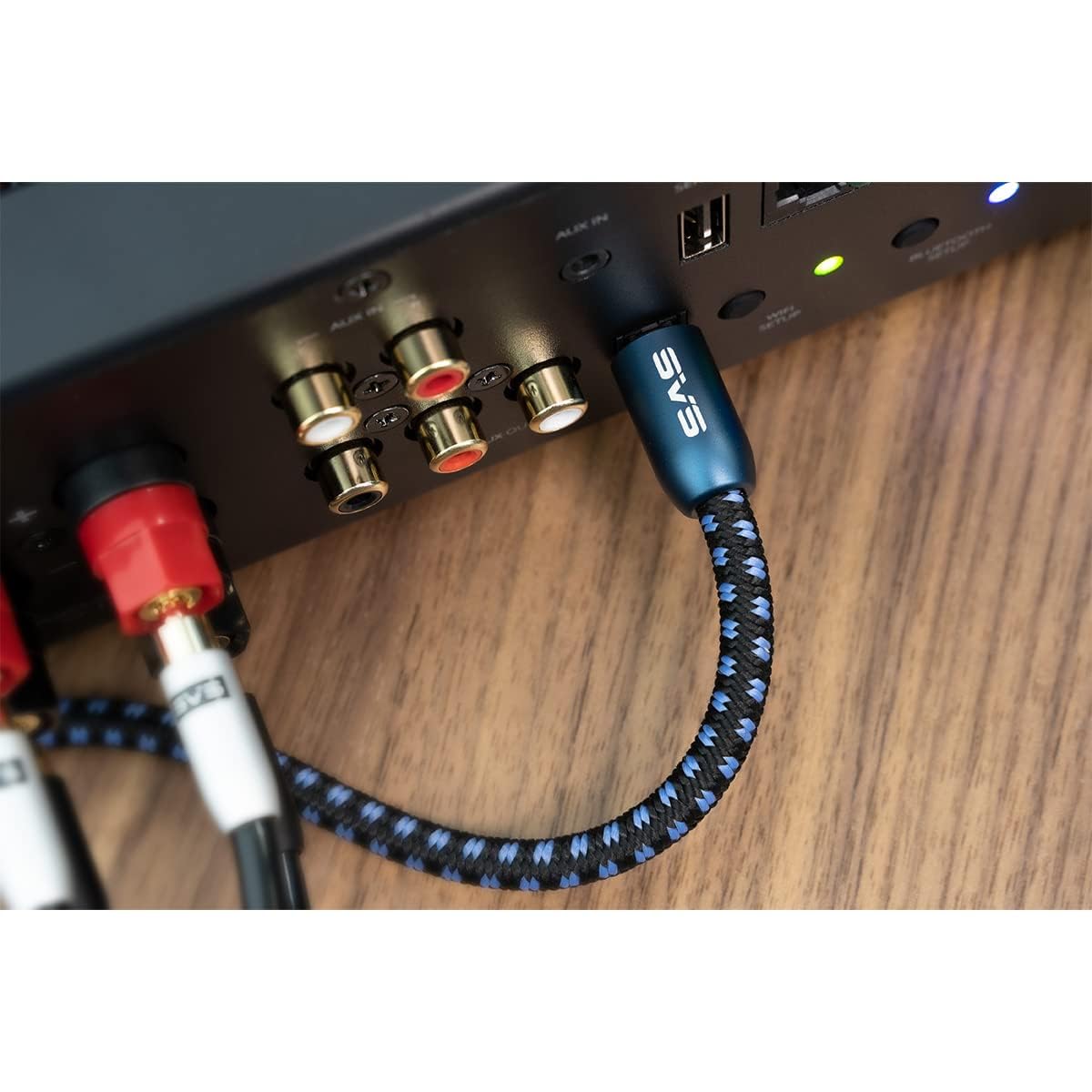 SVS cable held in hand for scale showing compact 1m length convenience