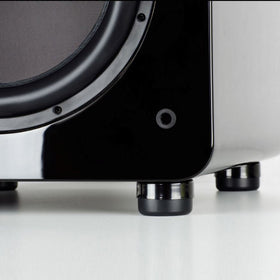 SVS SoundPath installed on a subwoofer showing stable, cleaner bass in a living room
