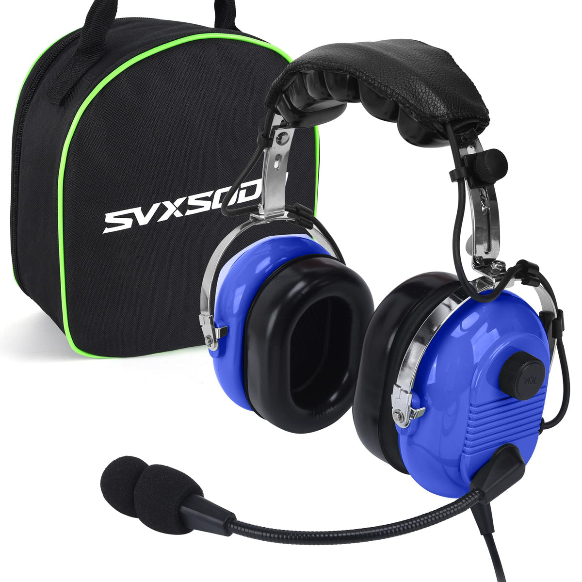 SVXSODA headset front view showing controls and fit benefits