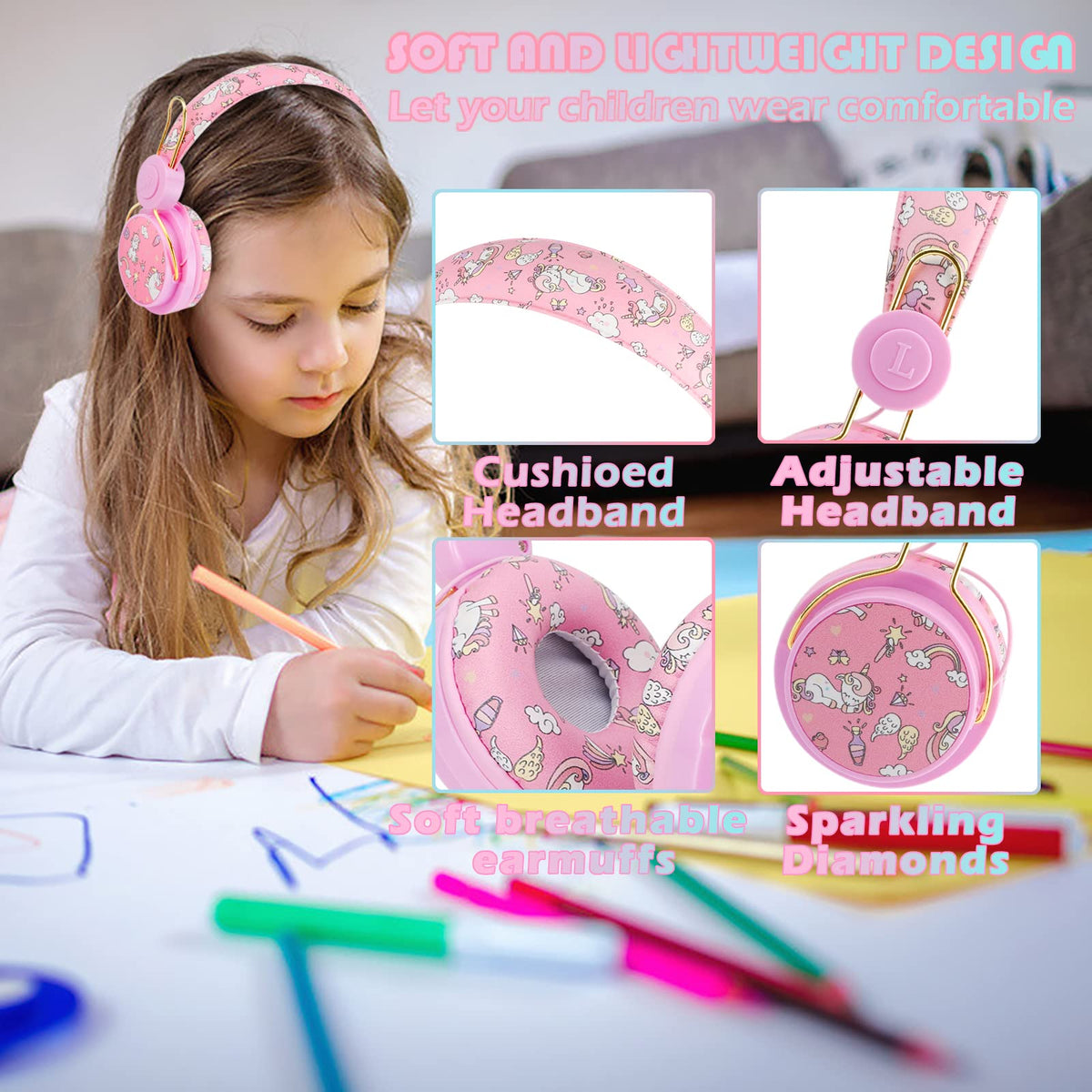 SVYHUOK foldable kids headphones, easy to carry in a backpack