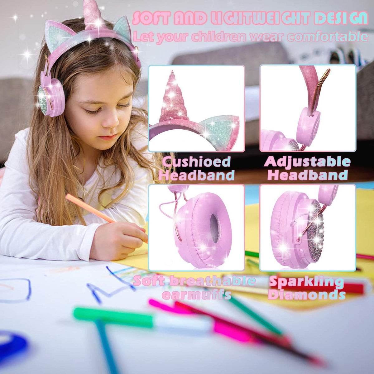 SVYHUOK Unicorn headphones with 3.5 mm cable for reliable wired use